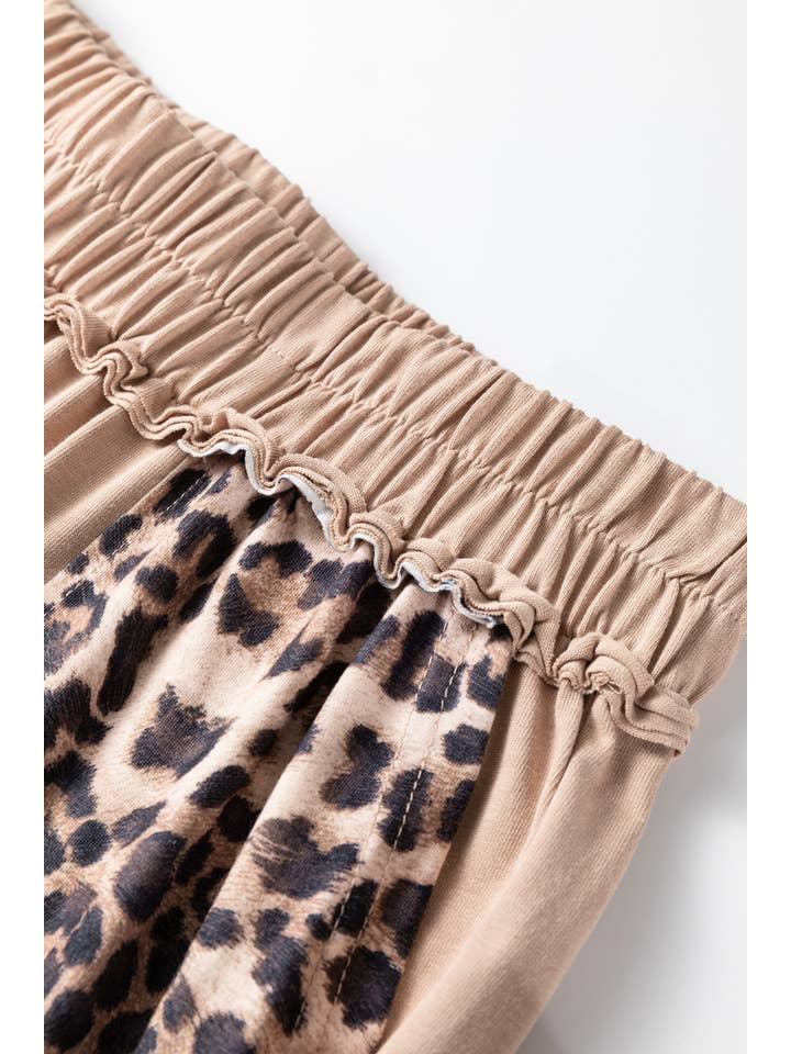 Straw Yellow Mineral Wash Leopard Plus Size Wide Leg Pants (S-4X) for wholesale on Faire3