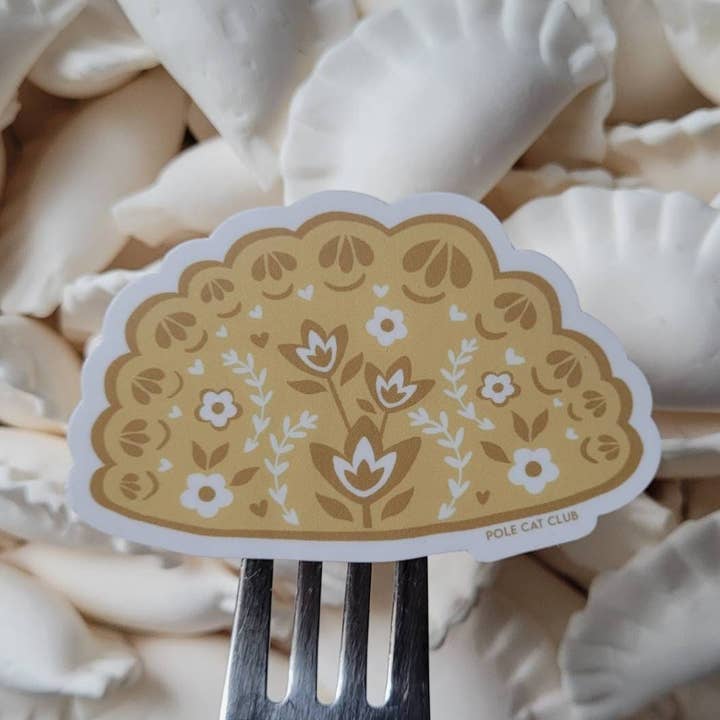 Pierogi Polish Folk Art Waterproof Dyngus Day Sticker for wholesale by Pole Cat Club