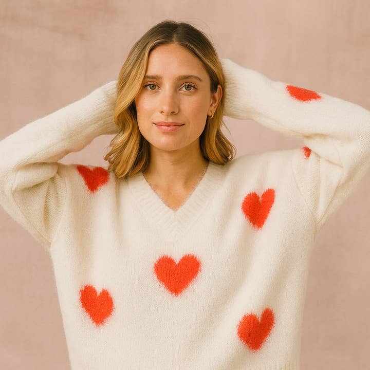 Women's heart sweater AP124 and other Purchase Wholesale vintage kleding. Free Returns & Net 60 Terms on Faire trending on Faire.