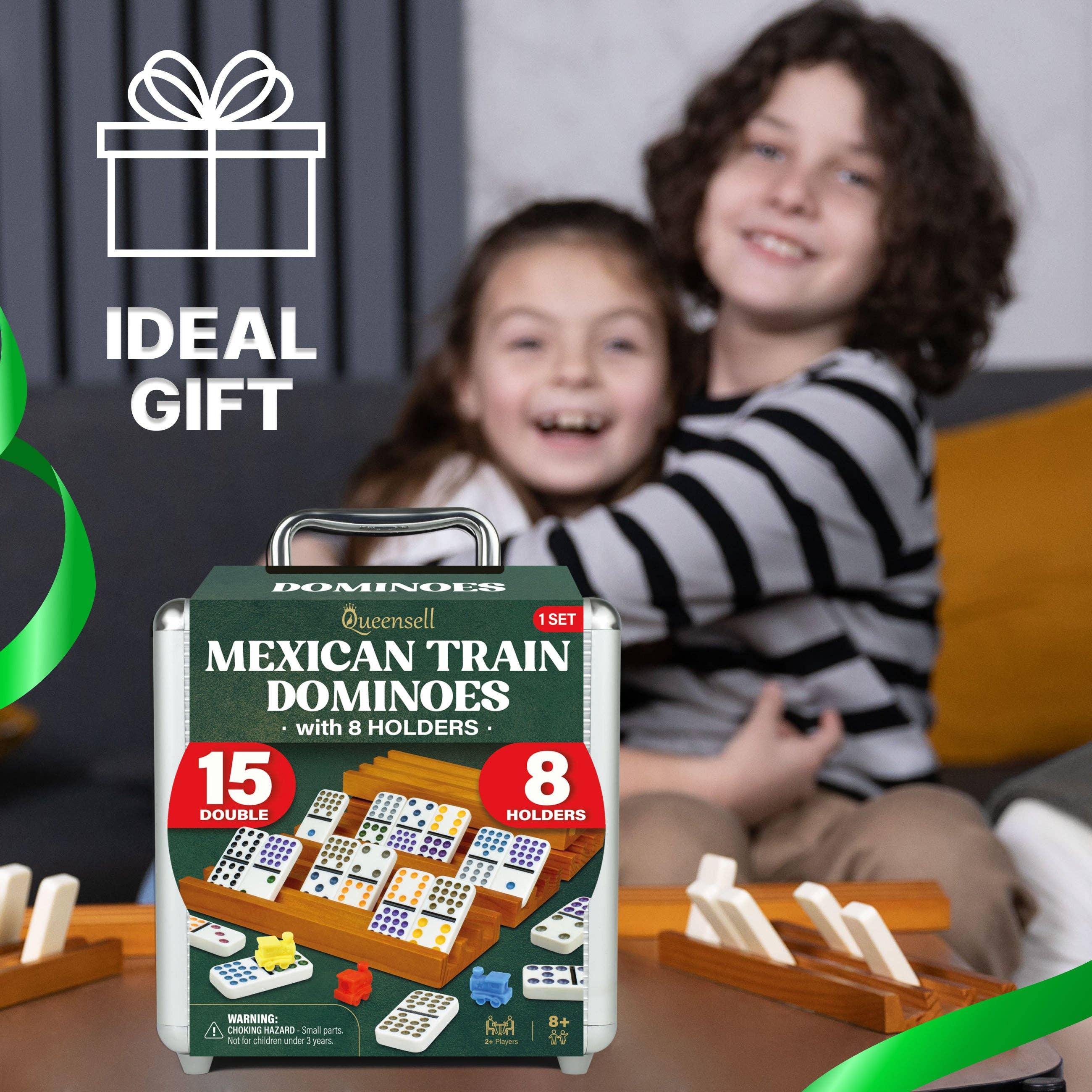 Queensell - Wholesale Dominoes - Mexican Train Dominoes Set Double 15 with 8 Holders4