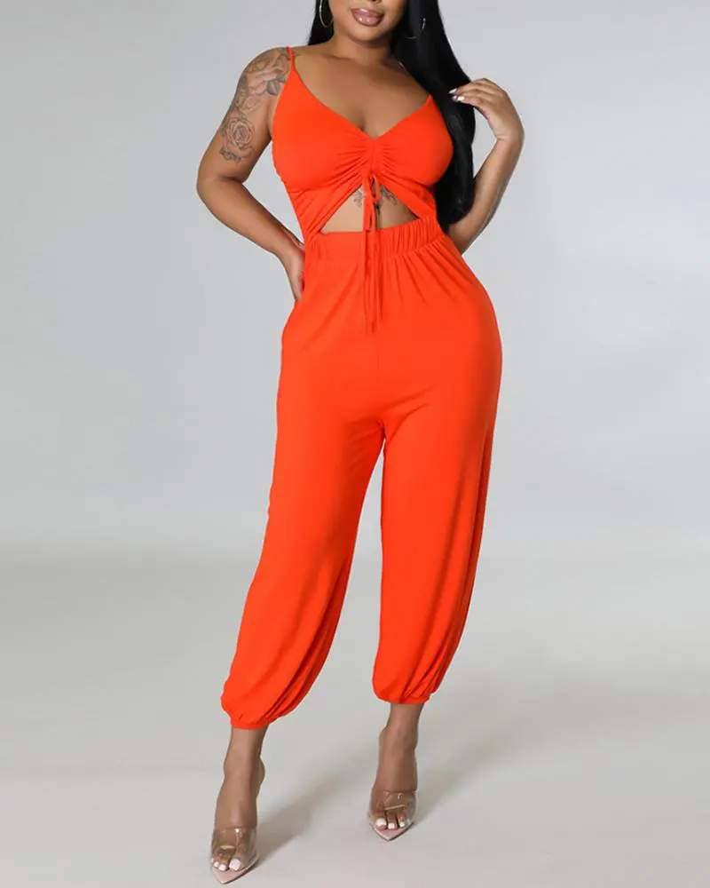 Queen Fashion - Wholesale Top & Skirt Set - Women's - drawstring spaghetti strap top harem pants set3