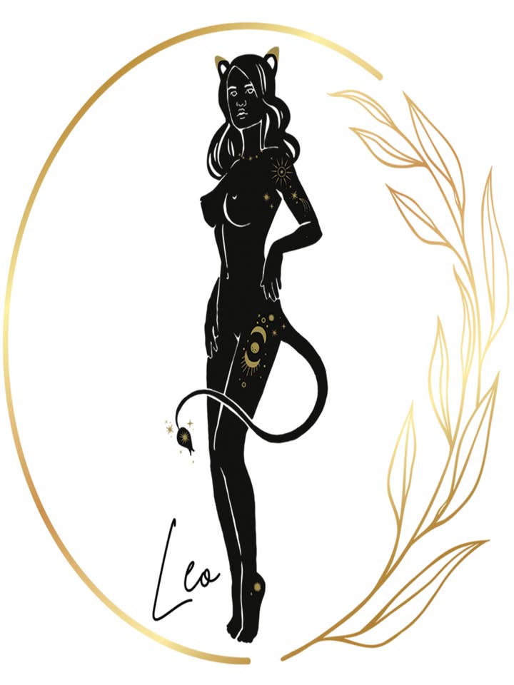 LEO GOLD LEAF TIERKREISZEICHEN MÄDCHEN 8x10 KUNSTDRUCK für den Großhandel von Crow's Tourmaline