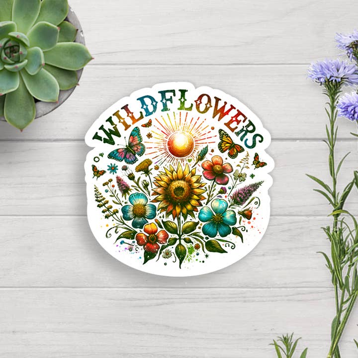 Wildflowers Vinyl Sticker for wholesale by Expression Design Co
