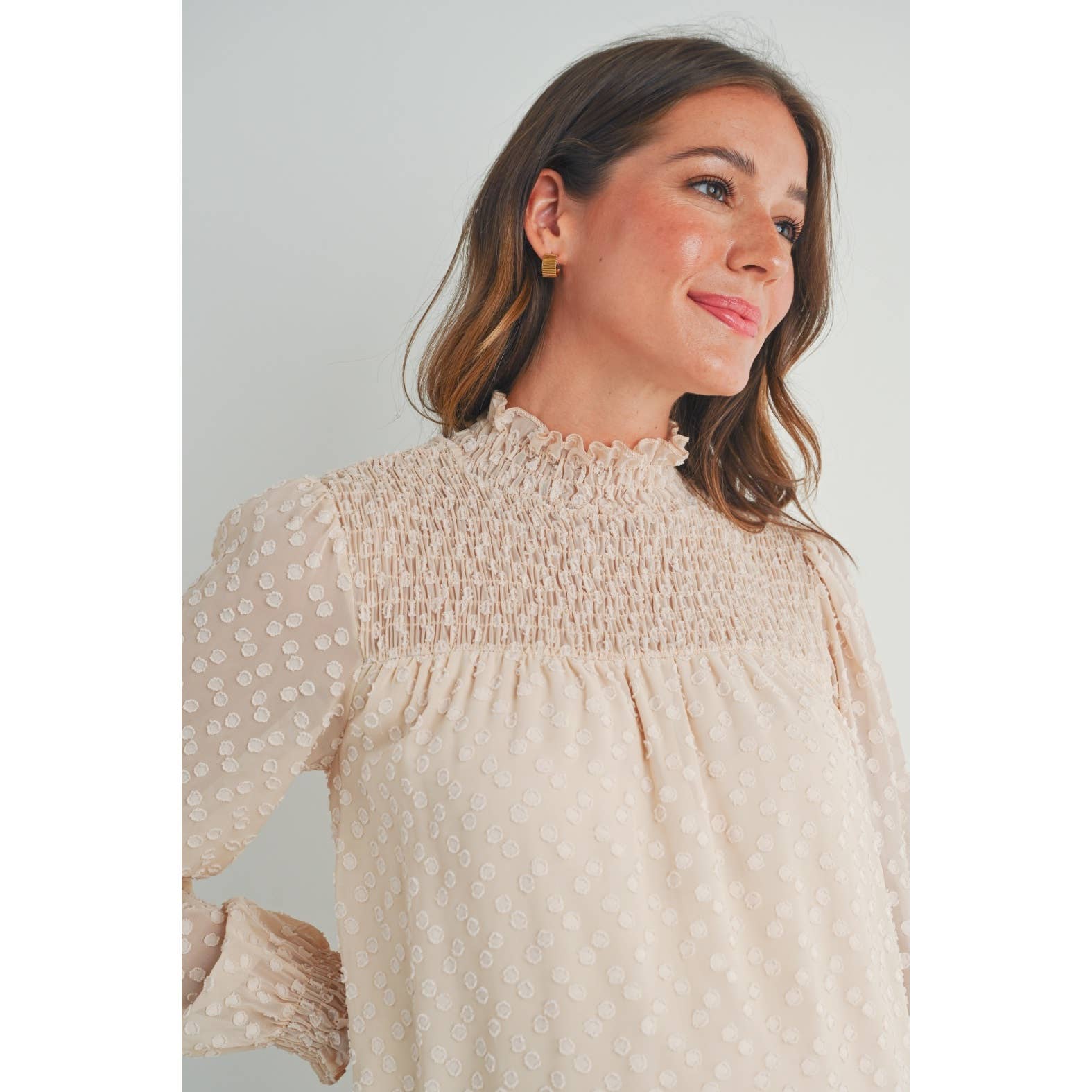 Hello Miz - Wholesale Dress - Maternity - Smocked Long Sleeve Mock Neck Maternity Dress7