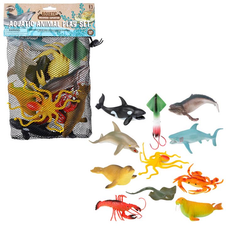 11PC MESH BAG AQUATIC ANIMAL ASSORTMENT LLB kids toys for wholesale by La Luna Bella - Toys