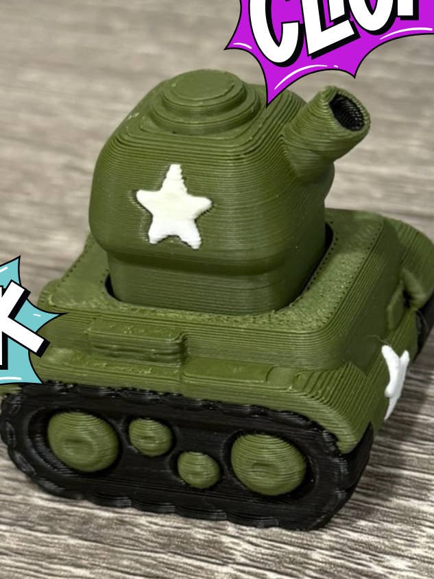 3D Printed Mini Tank Fidget Clicker for wholesale by Upstate Design Decor