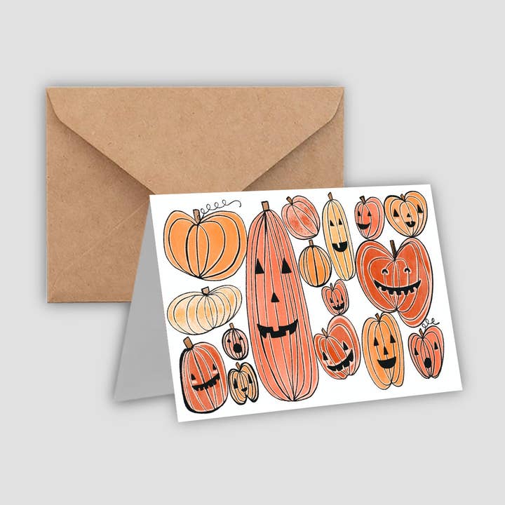 Happy Pumpkin Halloween — Tarjeta de felicitación para venta al por mayor de Joy & Fury Art