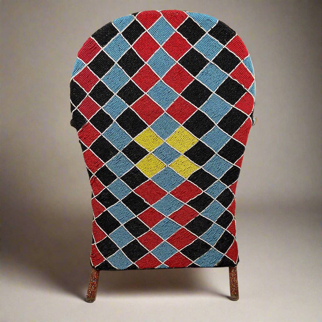 Ineza Home Décor – wholesale Chair – Yoruba king's throne hand-embroidered with glass beads #013