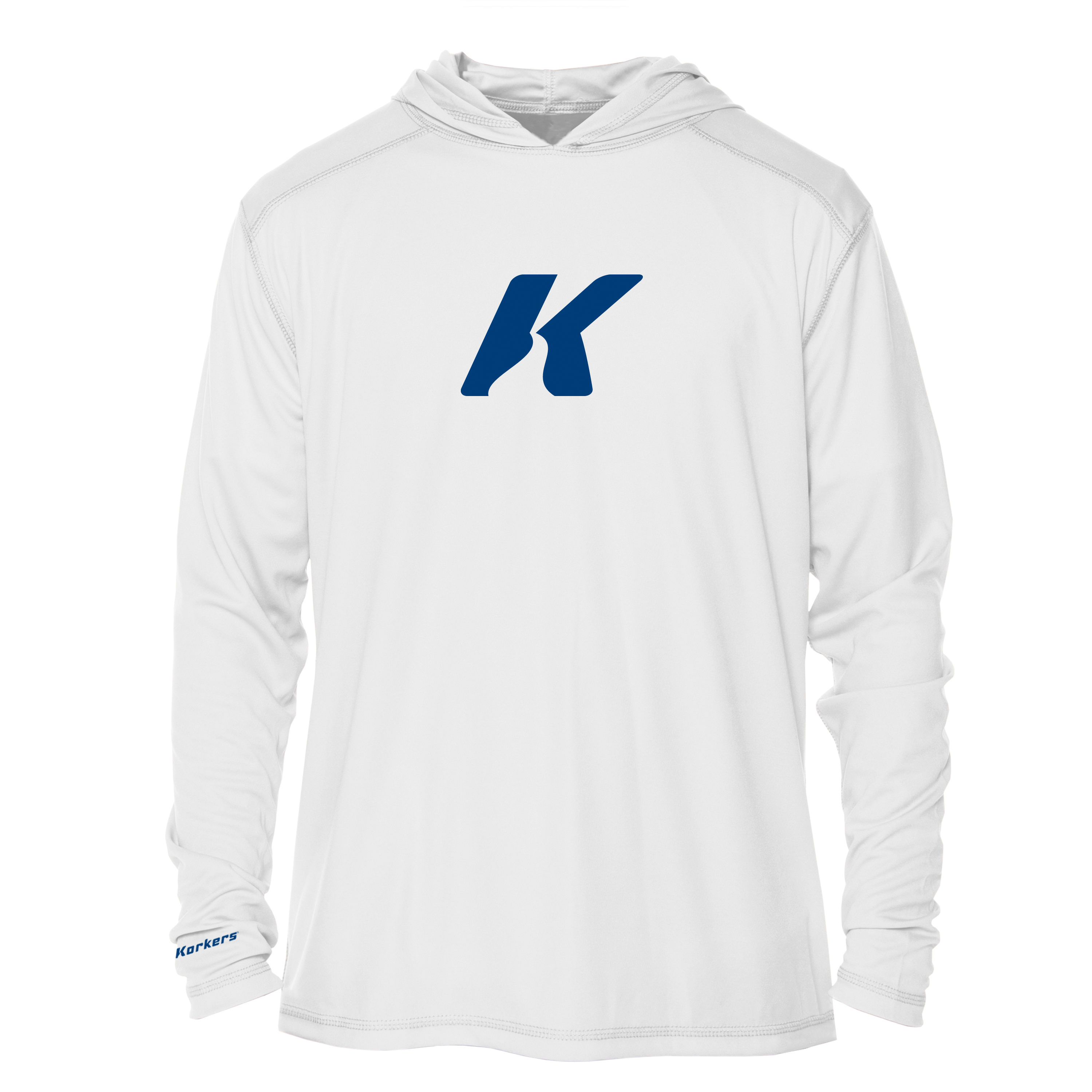Bianco Korkers X Devan Ence Steelhead Felpa con Cappuccio Leggera con Protezione Solare in vendita all'ingrosso su Faire1
