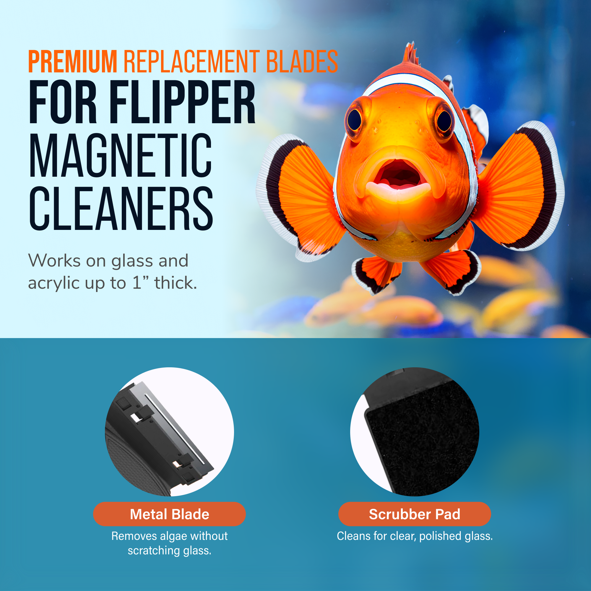 Flipper Aquarium Products - Wholesale Pet Grooming Aid - Dog - Flipper Cleaner Max Stainless Steel Replacement Blades - 2Pk3