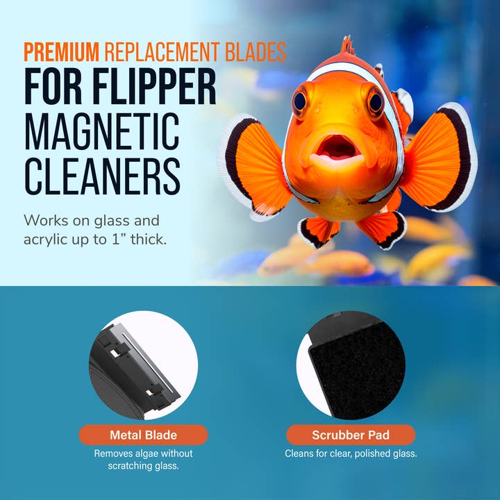 Flipper Aquarium Products - Wholesale Pet Grooming Aid - Dog - Flipper Cleaner Max Stainless Steel Replacement Blades - 2Pk3