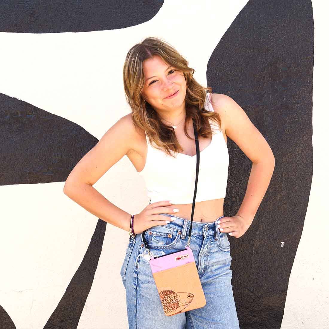 Malia Designs - Vente Sac à bandoulière – femme - Mini sac à bandoulière pour téléphone recyclé - sac de voyage léger2