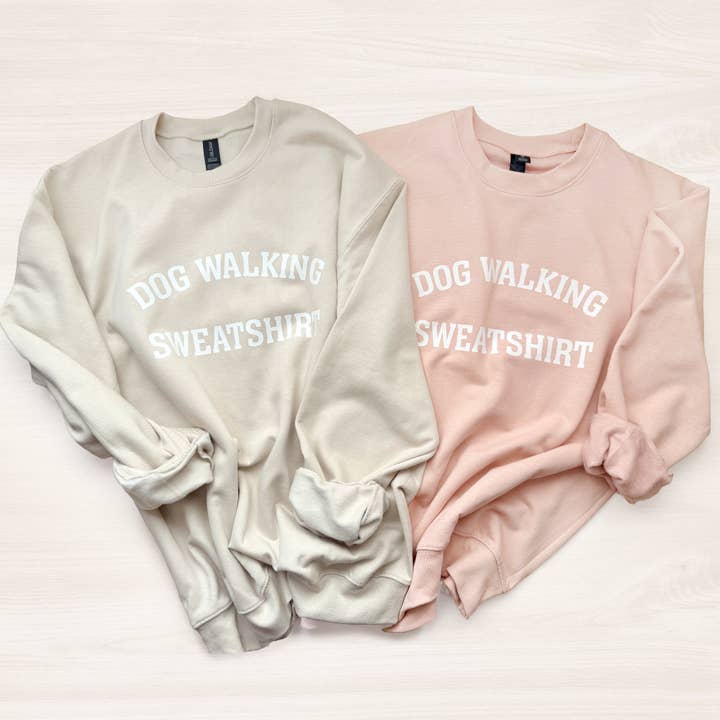 Dog Walking Sweatshirt — Cream & Blush for wholesale by Poppy & Lou