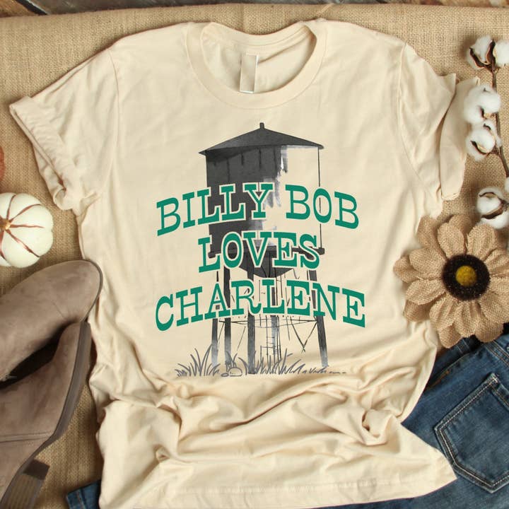 Sunfire Tees - Wholesale Screen Printed T-Shirt - Women's - Billy Bob Loves Charlene - natural