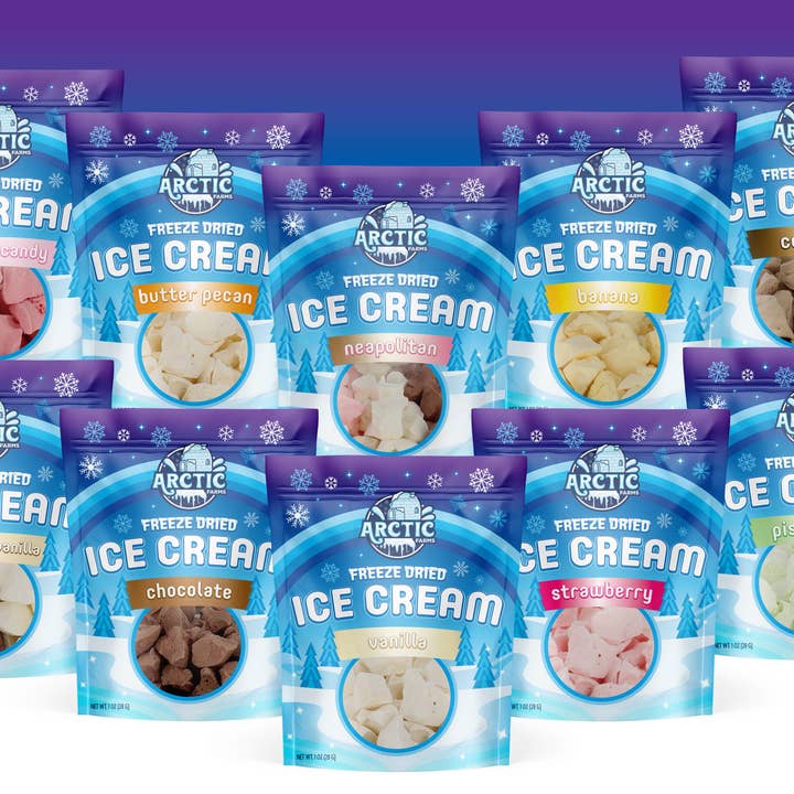 Arctic Farms – Großhandel Eis/Sorbet – Gefriergetrocknetes Eis, das nicht schmilzt (Stückchen) (1 Unze)