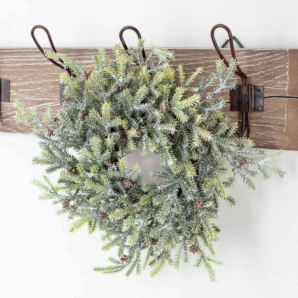 Factory Direct Craft - Wholesale Candle Holder - 12" Frosted Artificial Pine Candle Ring1