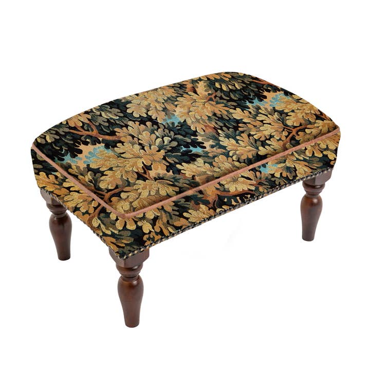 Verdure Royale Upholstered Stool with Faux Leather Pipe for wholesale by Hines of Oxford