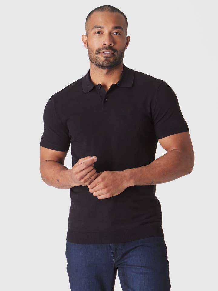 True Classic - Wholesale Polo - Men's - Short Sleeve Sweater Polo Shirt | Black0