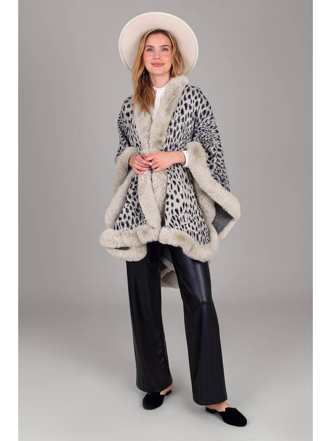 SAACHI - Wholesale Kimono - Women's - Faux Fur Cheetah Party Kimono1