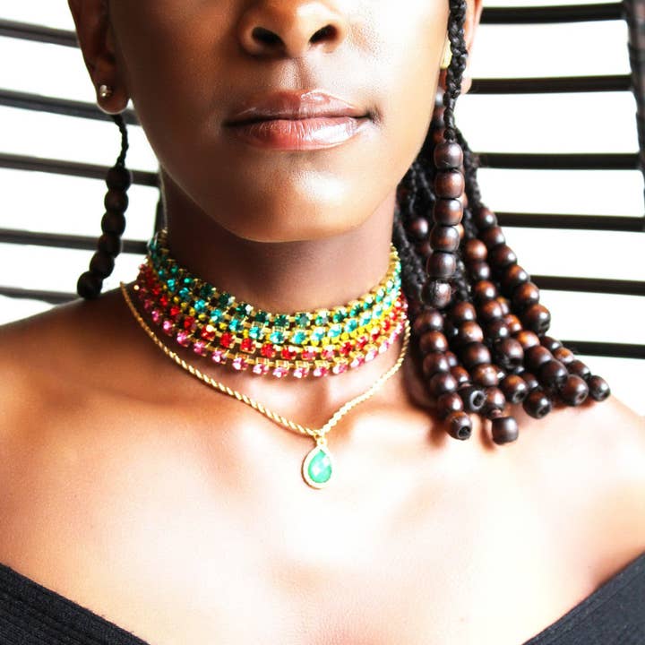 Natsuko’s Jewels - Wholesale Choker/Collar - Emerald Swarovski Crystal Choker2