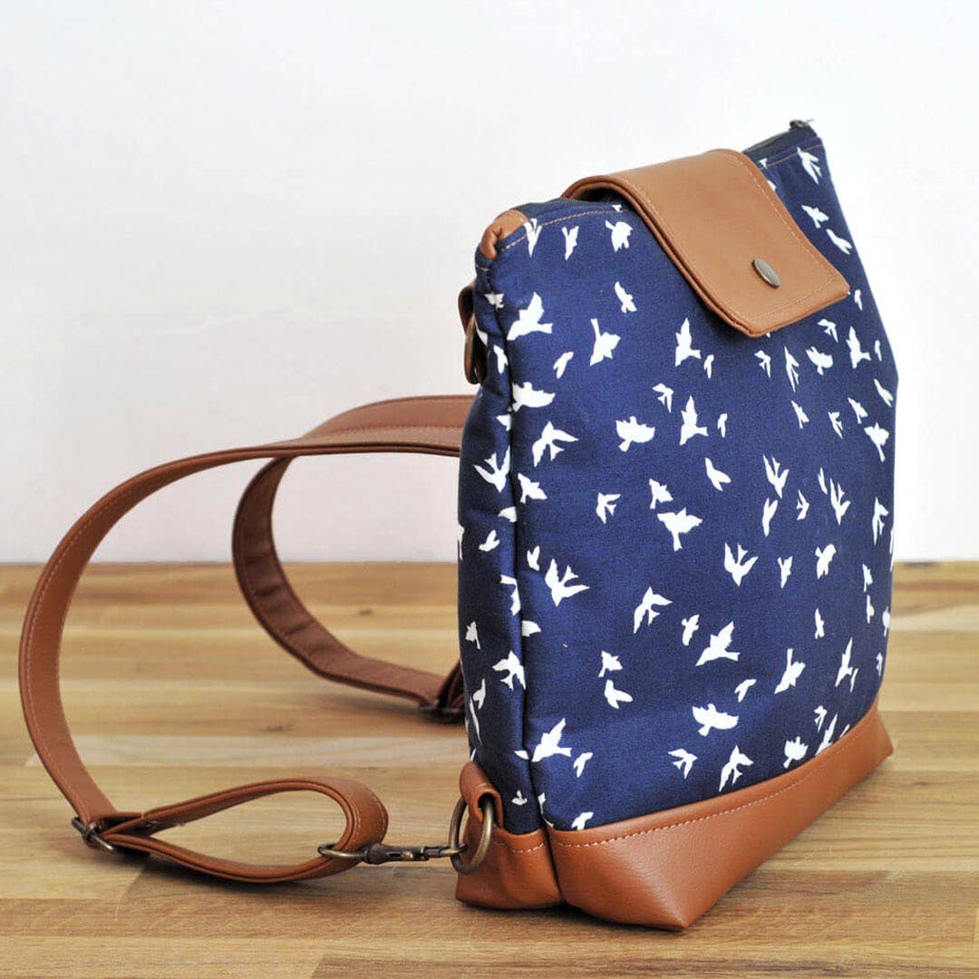 Lauren Holloway - Wholesale Backpack - Women's - Willow Convertible Backpack - Navy Bird5