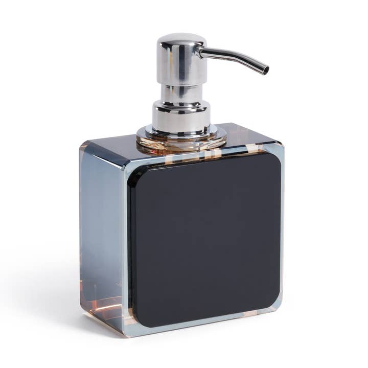 Decorative Crystal Tonal Black & Amber Glass Soap Dispenser for wholesale by Zodax