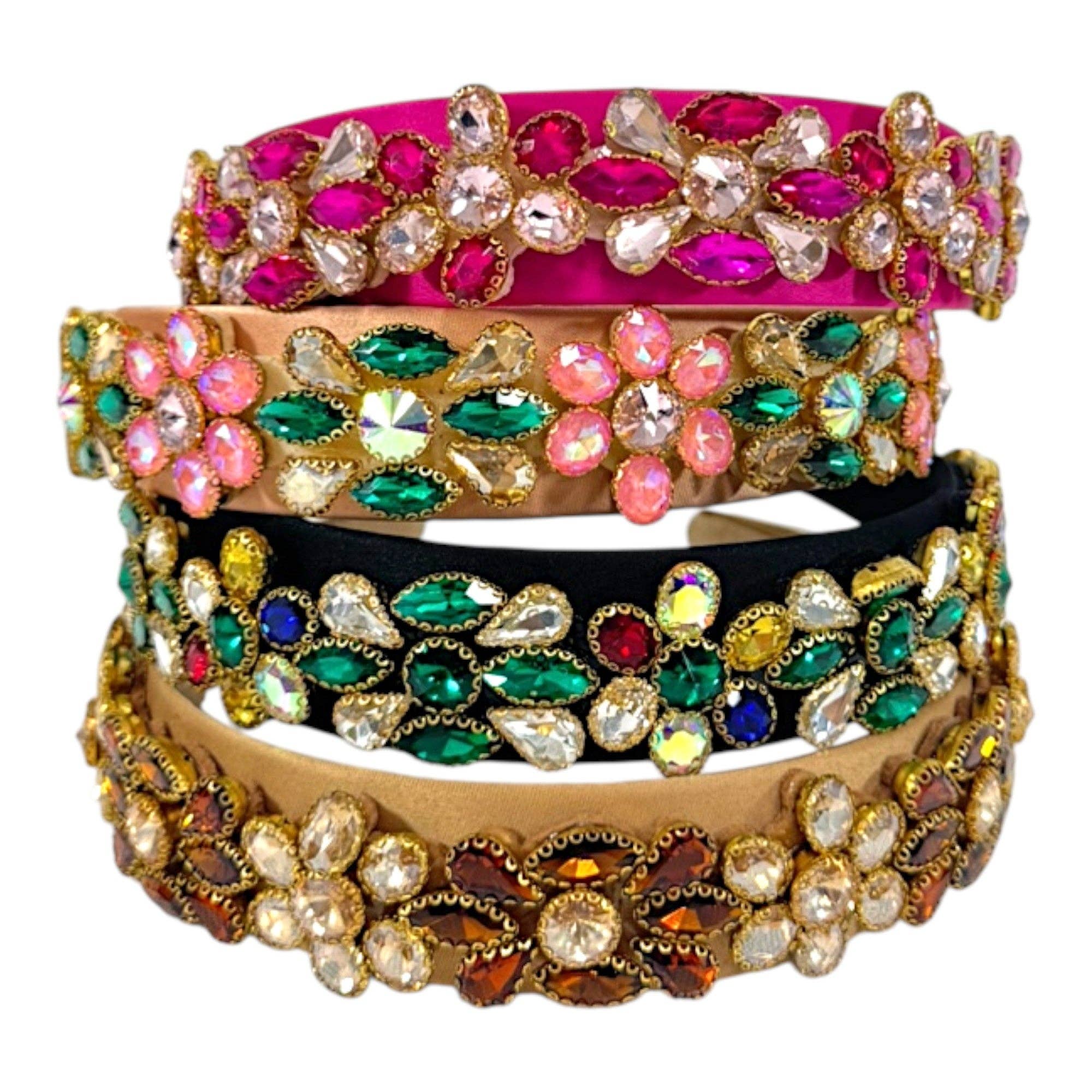 ASSORTITI Fascia Decorativa con Fiori Multi Cristallo HB1226-13 (12PC) in vendita all'ingrosso su Faire16