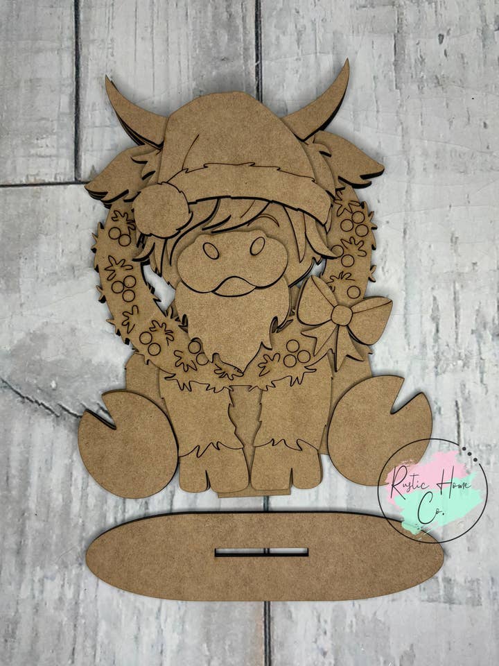 Julekrans med højlandskvæg håndværkssæt for engroshandel hos Rustic Home Co LLC