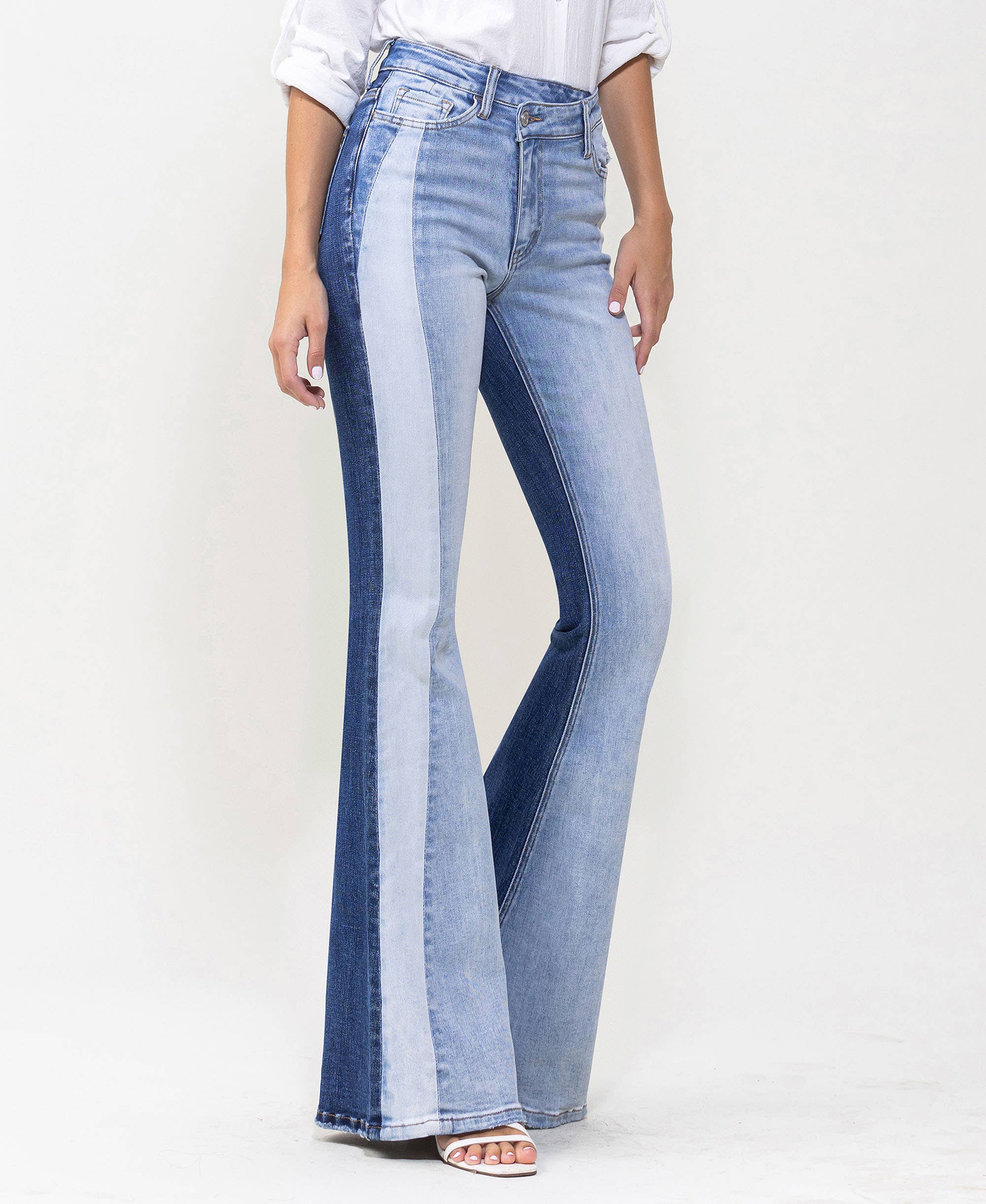 GLADDEN HIGH RISE COLOR BLOCK SUPER FLARE JEANS T5740A for wholesale on Faire6