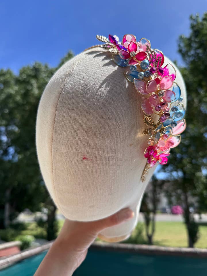 Adereço de cabeça rosa e azul por atacado de Preciuspearls