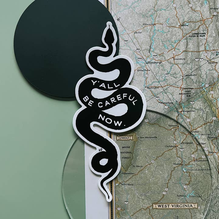 JUMBO y’all be careful snake // sticker for wholesale by Hippie’s Daughter