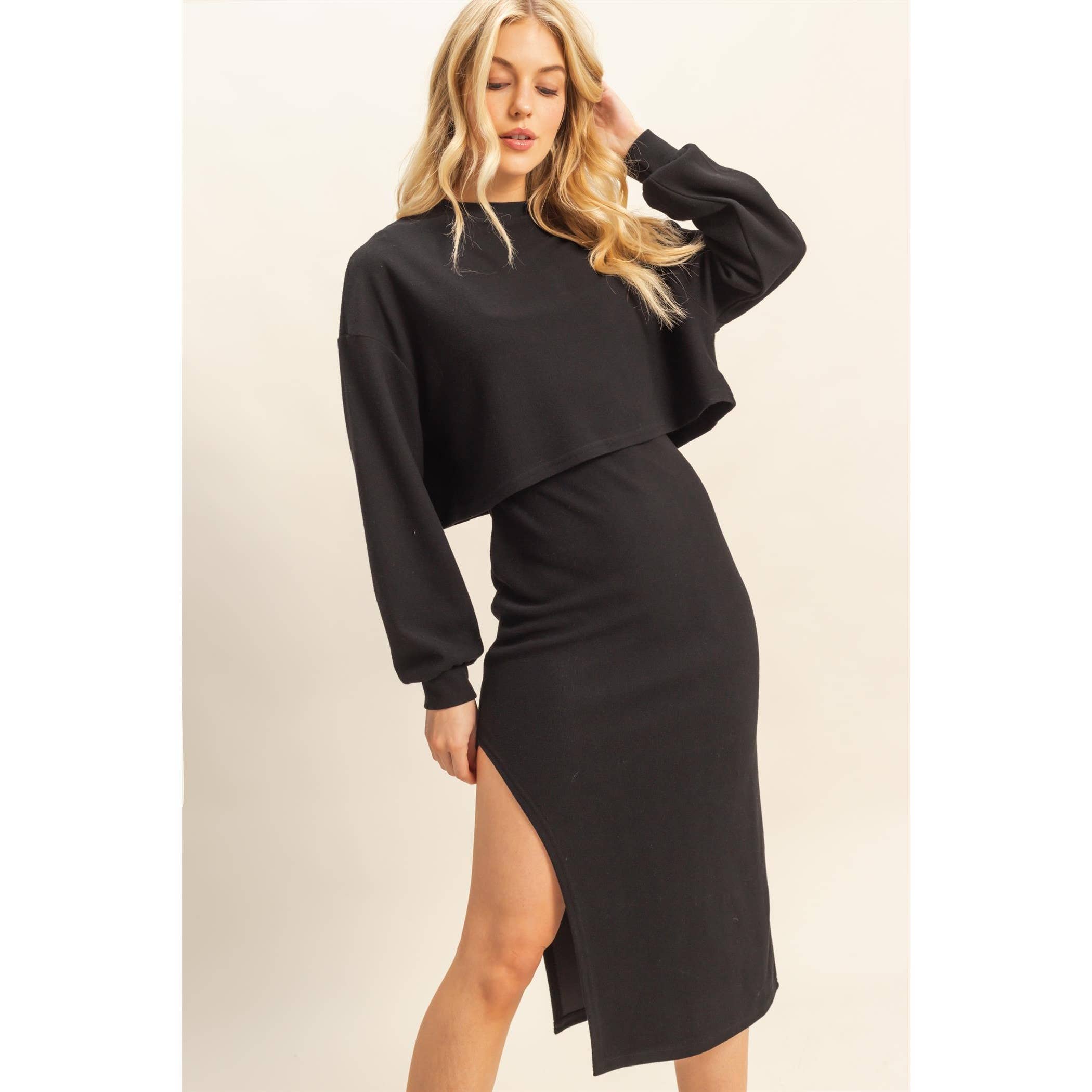 HYFVE - Vente Robe – femme - Ensemble Pull-over Tricoté et Robe Midi1