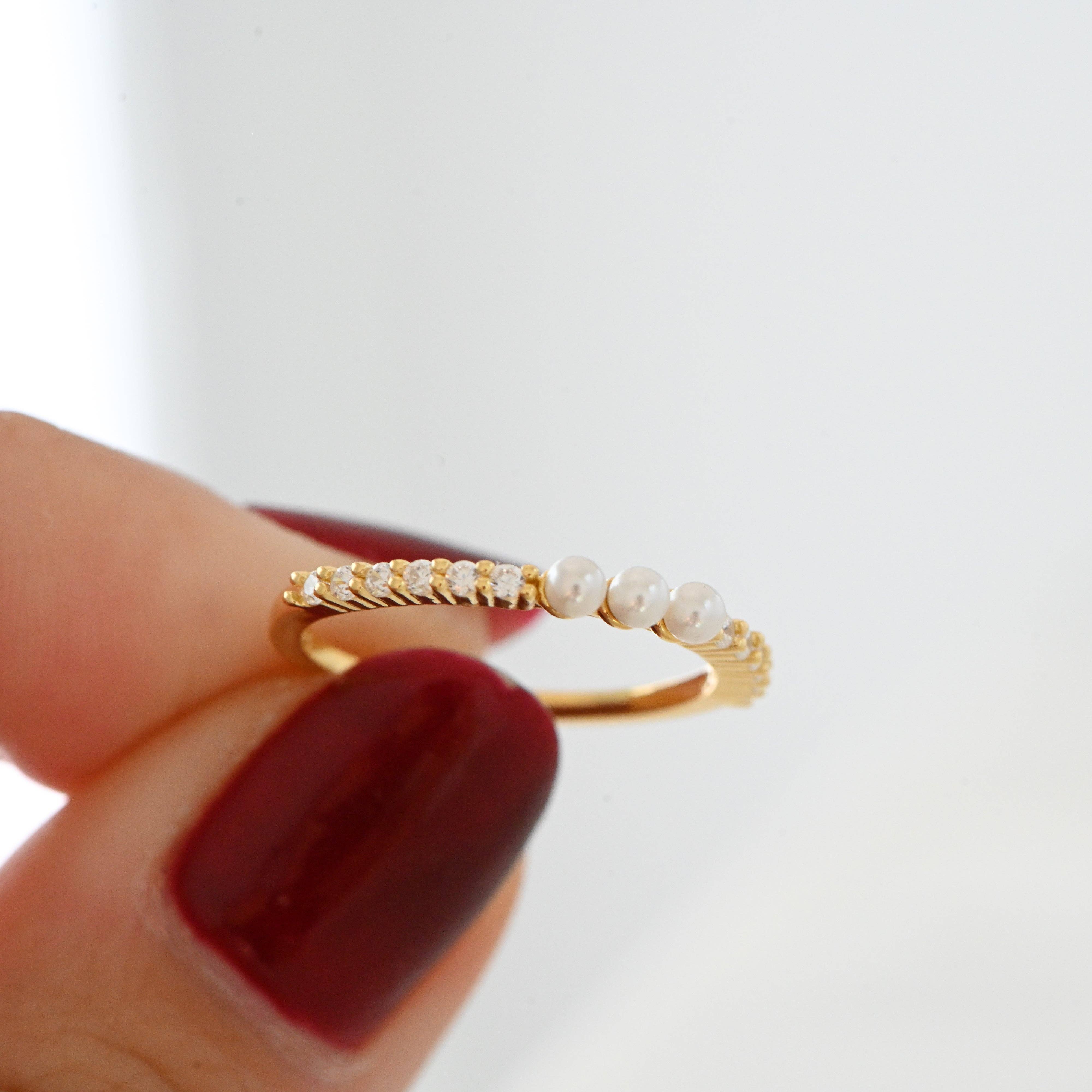 Sami Jewels - Venta al por mayor Anillo con gemas - Anillo Tres Perlas2