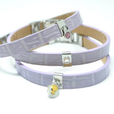 Charms armbanden - beige leer met voering van echt leer voor wholesale door Declic