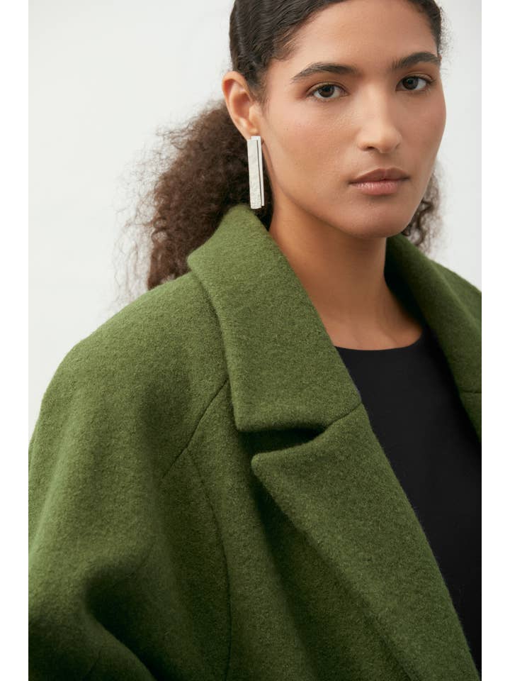 Green Cocoon double-breasted coat for wholesale on Faire1