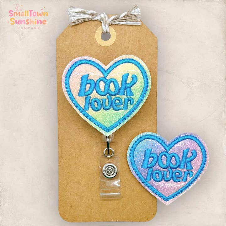 Book Lover Badge Reel // Blue for wholesale by The SmallTownSunshine Company