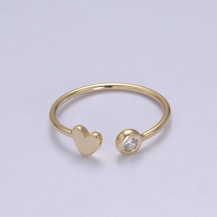 Aim Eternal – wholesale Ring med flera stenar – Minimalistisk kristallzirkonia CZ, 16K guldpläterad geometrisk hjärtformad öppen justerbar ring U-346