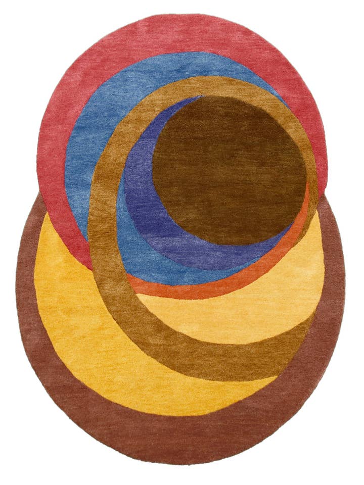 Modern Circles Style Colorful Hand Tufted 5x7 Wool Rug for wholesale by The Rug Decor, Inc.