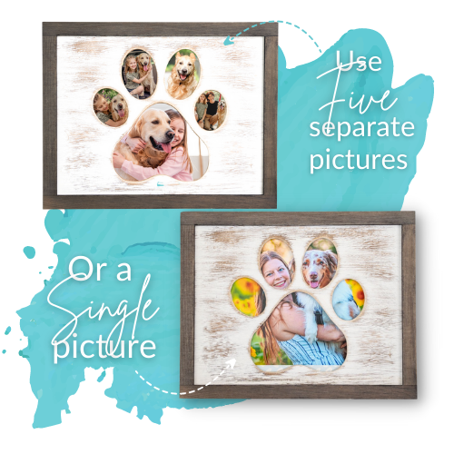 Cappy&Luna Creations LLC - Venta al por mayor Marcos de fotos - Marco de fotos de perro con estampado de huellas recortado para collage7