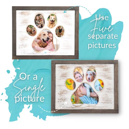 Cappy&Luna Creations LLC - Venta al por mayor Marcos de fotos - Marco de fotos de perro con estampado de huellas recortado para collage7