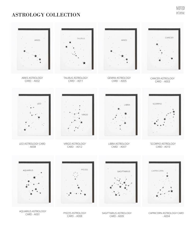 Noted By Copine - Wholesale Stationery/Notecard Set - Astrology 12 Sign Bundle1