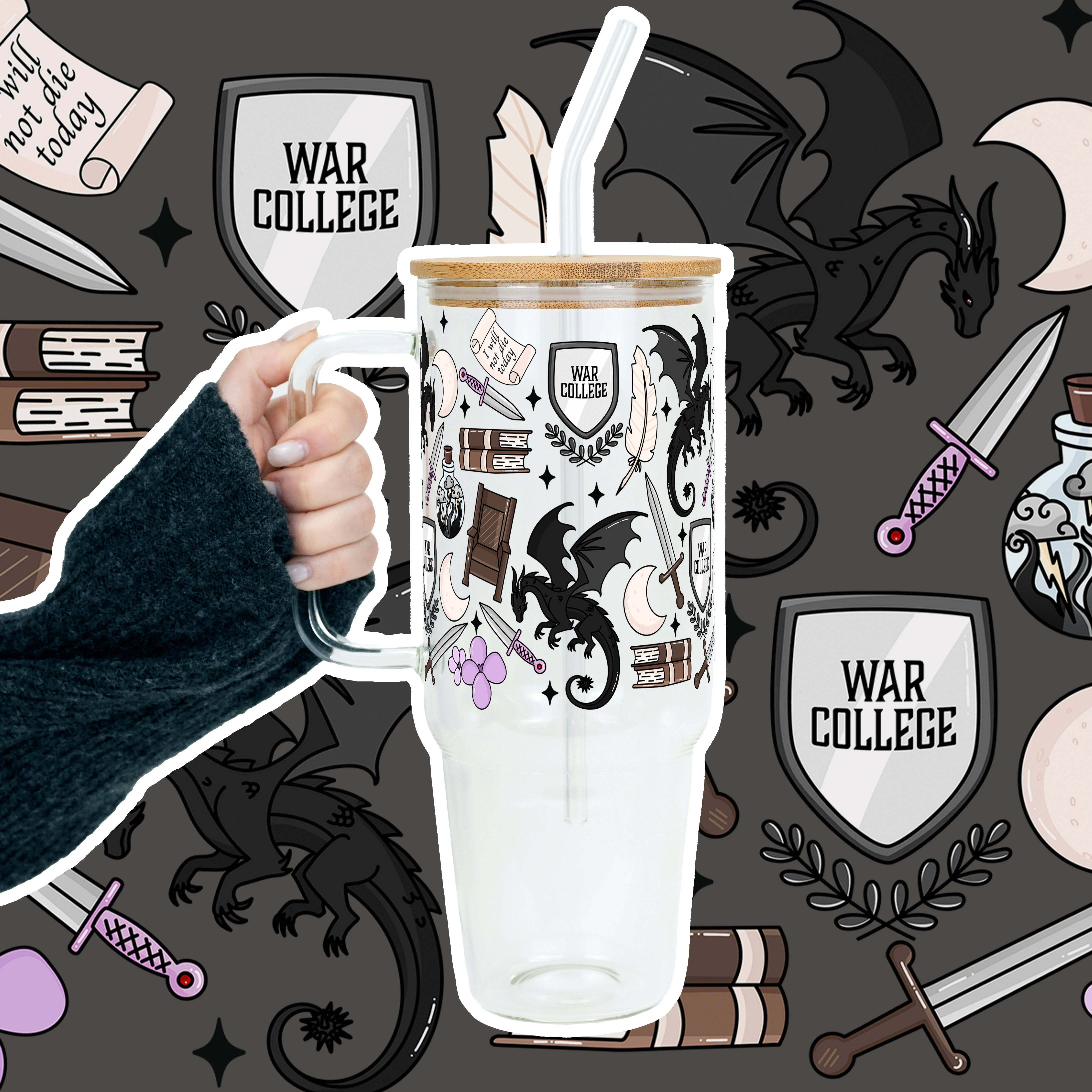 Sip-Sip Hooray! - Wholesale Drinking Glass/Cup - War College Cup with Lid and Straw 40oz Glass or Plastic Tumbler With Lid and Straw1