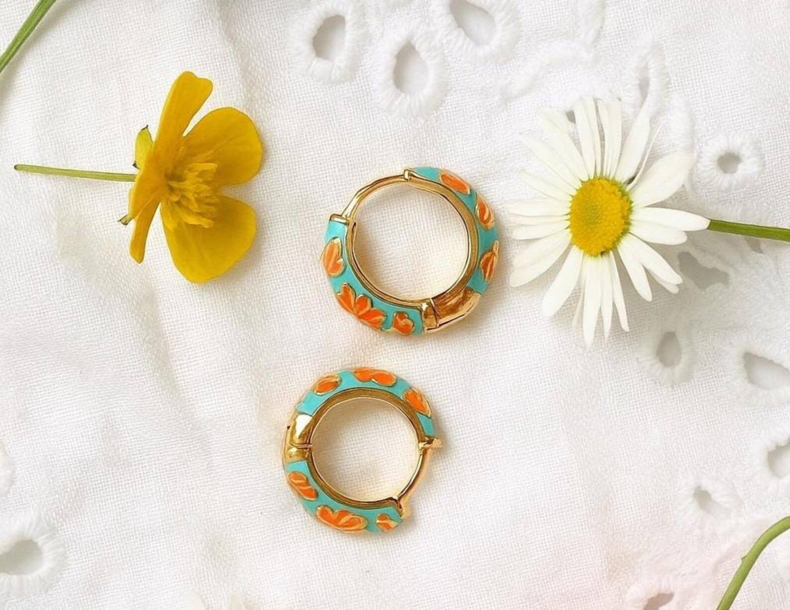 Wild & Free - Wholesale Hoop Earrings - Bohemian Floral Hoop Earrings – Steel and Enamel2