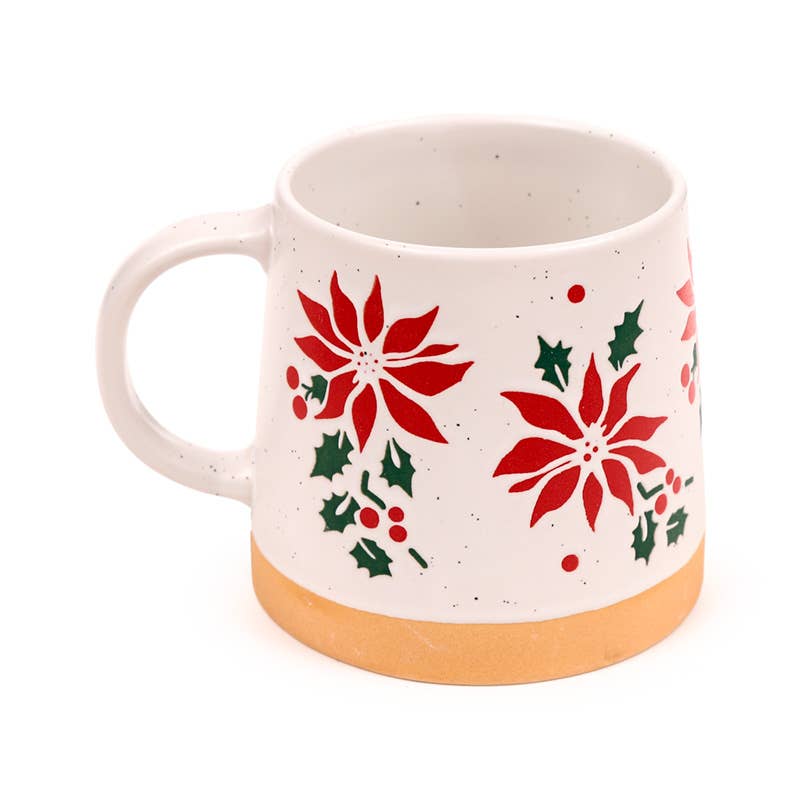 Puckator Ltd – wholesale Coffee mug – Poinsettia Tapered Stoneware Mug3