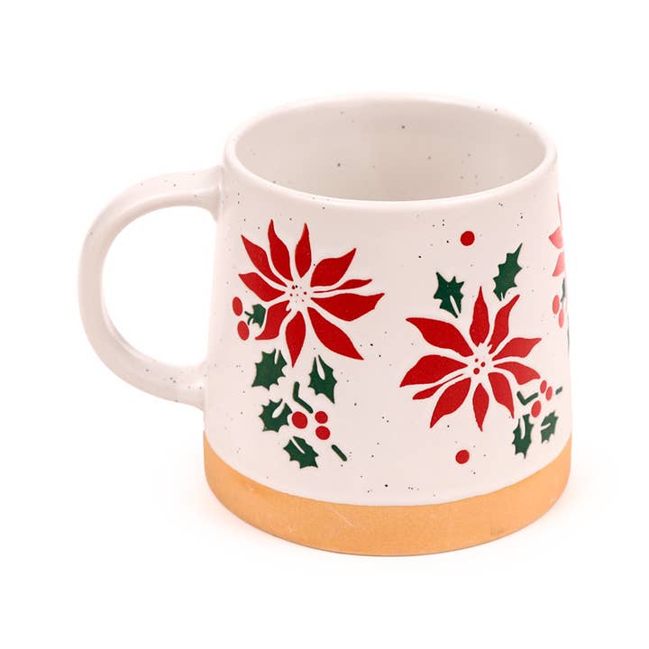 Puckator Ltd – wholesale Coffee mug – Poinsettia Tapered Stoneware Mug3
