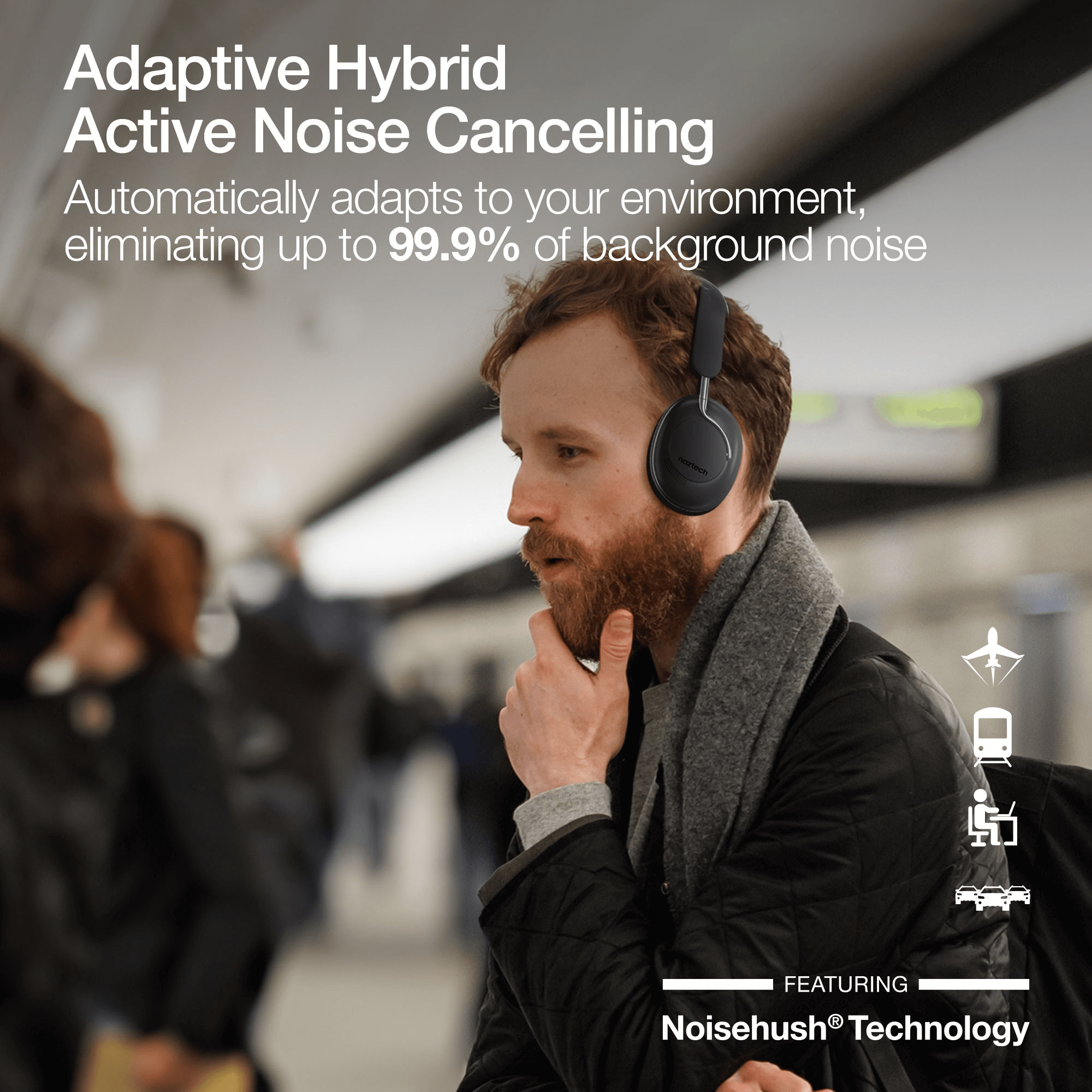 JupiterGear Home - Venta al por mayor Auriculares - Auriculares inalámbricos con cancelación activa de ruido Naztech Aura 360 ANC5