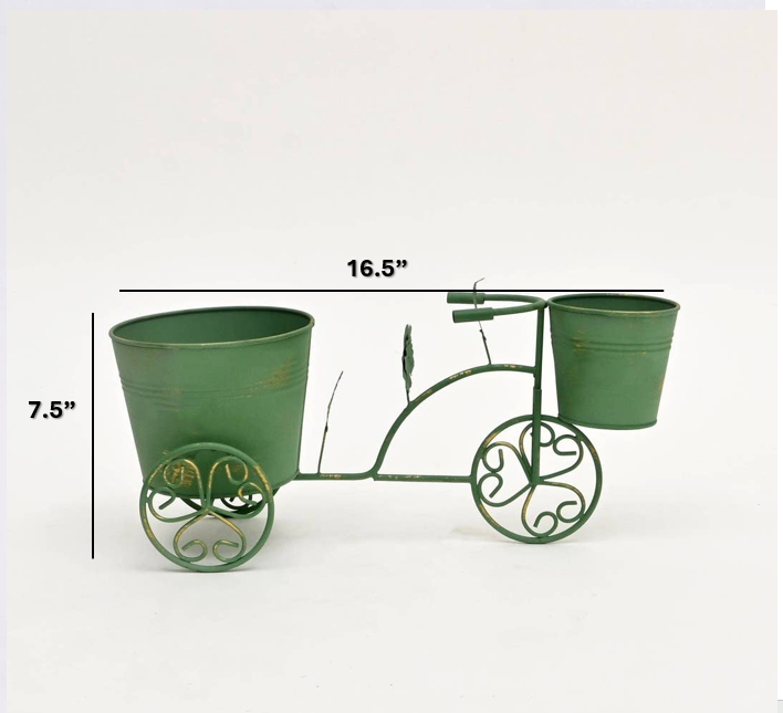 ExpoBazaar - Wholesale Decorative Tabletop Object - Decorative Green Patina Flower Pot Holder-16.5x7x7.5"5