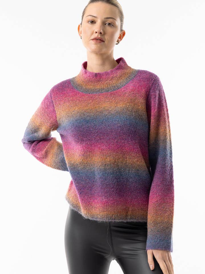 Rainbow Ombre Mock Neck Jumper for wholesale on Faire
