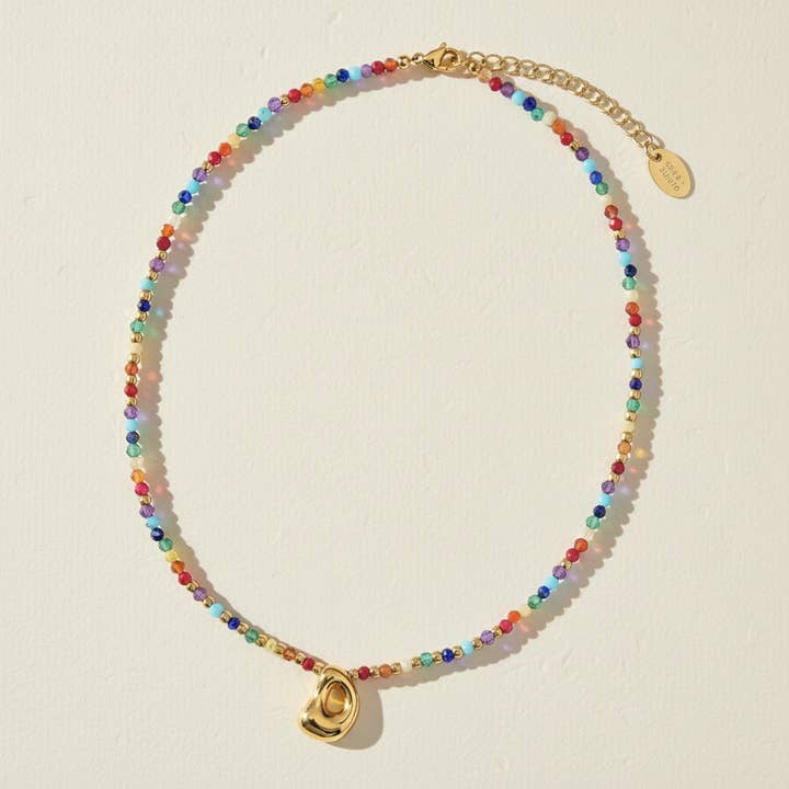Rainbow Bubble Letter Initial Necklace for Valentine's for wholesale by Cape Diablo