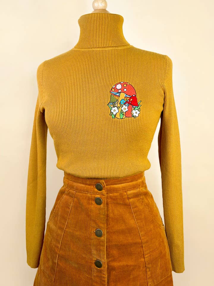 Mischief Made – Pulôver - Mulher por atacado – Camisola Gola Mostarda Gola0